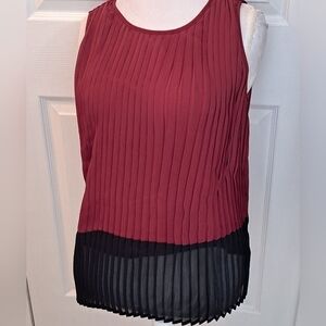 Zac & Rachel Maroon & Black Pleated Blouse  Size S